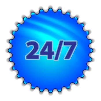 Isolated big blue button sticker with text.