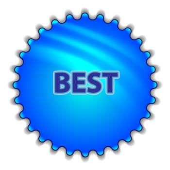 Isolated big blue button sticker with text.