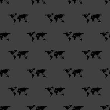 World map web icon. flat design. Seamless gray pattern.