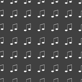 Music elements notes web icon. flat design. Seamless gray pattern.