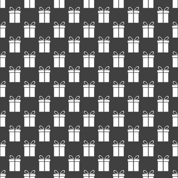 gift web icon. flat design. Seamless gray pattern.