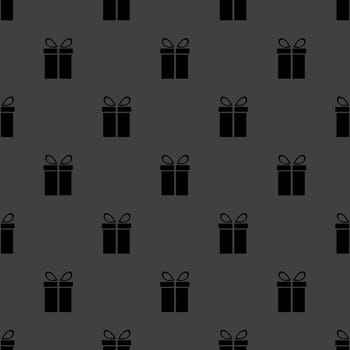 gift web icon. flat design. Seamless gray pattern.