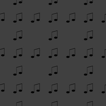 Music elements notes web icon. flat design. Seamless gray pattern.