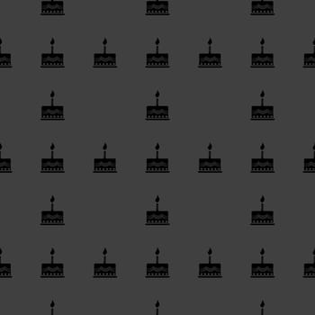 cake web icon. flat design. Seamless gray pattern.