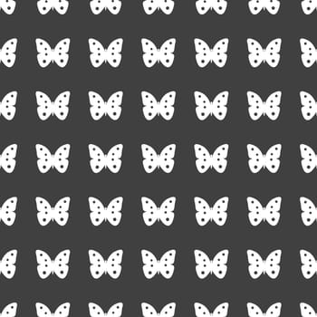 butterfly web icon. flat design. Seamless gray pattern.