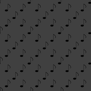 Music elements notes web icon. flat design. Seamless gray pattern.