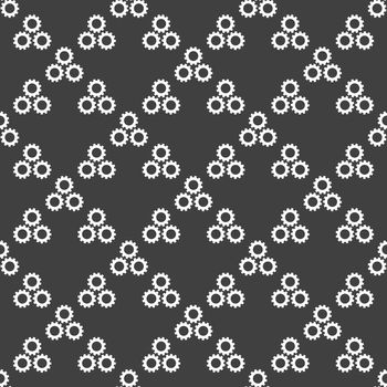 Settings Sign web icon. flat design. Seamless gray pattern.