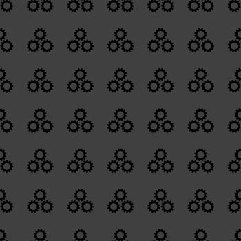 Settings Sign web icon. flat design. Seamless gray pattern.