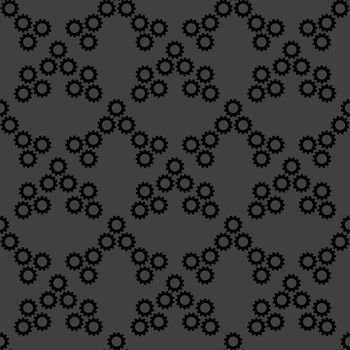 Settings Sign web icon. flat design. Seamless gray pattern.