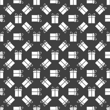 gift web icon. flat design. Seamless gray pattern.