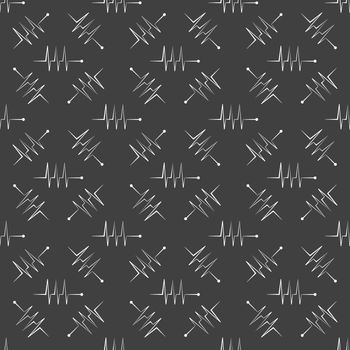 heart rhythm web icon.  flat design. Seamless gray pattern.