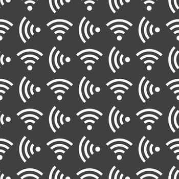 WI-FI web icon. flat design. Seamless gray pattern.