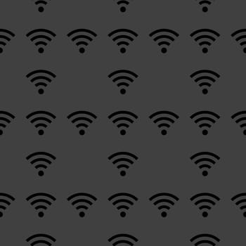 WI-FI web icon. flat design. Seamless gray pattern.