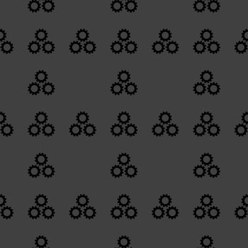 Settings Sign web icon. flat design. Seamless gray pattern.