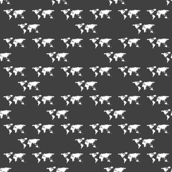 World map web icon. flat design. Seamless gray pattern.