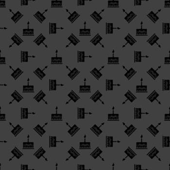 cake web icon. flat design. Seamless gray pattern.