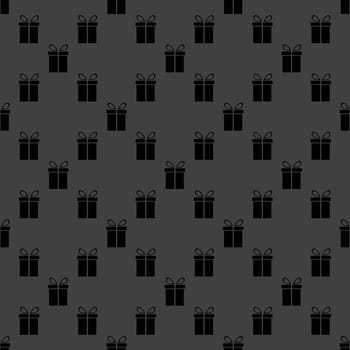 gift web icon. flat design. Seamless gray pattern.
