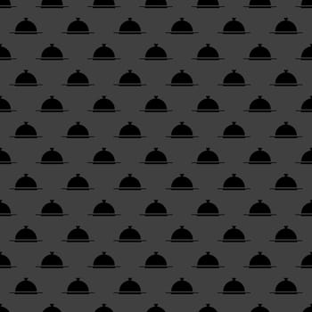 Restaurant cloche web icon. flat design. Seamless gray pattern.