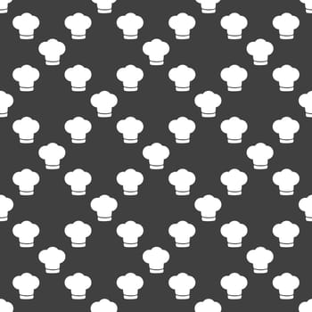 Chef cap web icon. flat design. Seamless gray pattern.