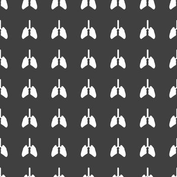 Human lung web icon. flat design. Seamless gray pattern.