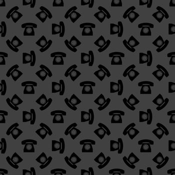 Retro telephone web icon.flat design. Seamless gray pattern.