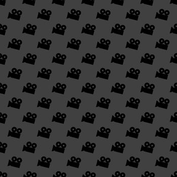 Video-camera web icon. flat design. Seamless gray pattern.