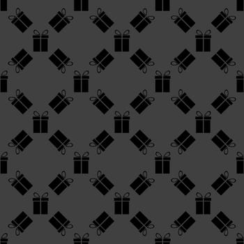gift web icon. flat design. Seamless gray pattern.