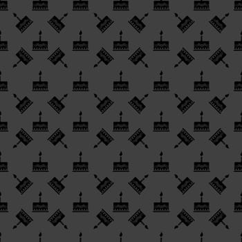 cake web icon. flat design. Seamless gray pattern.