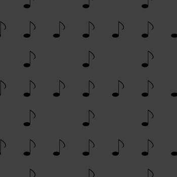 Music elements notes web icon. flat design. Seamless gray pattern.