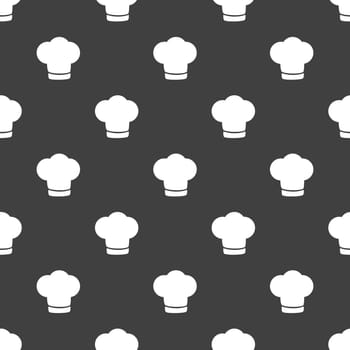 Chef cap web icon. flat design. Seamless gray pattern.