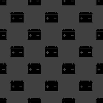 Car battery web icon. flat design. Seamless gray pattern.