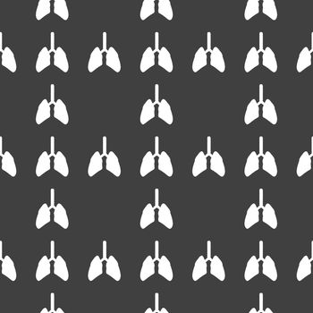 Human lung web icon. flat design. Seamless gray pattern.