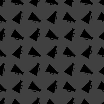 Megaphone, Loud-hailer web icon. flat design. Seamless gray pattern.