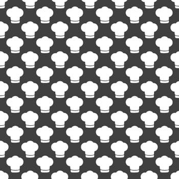 Chef cap web icon. flat design. Seamless gray pattern.