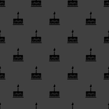 cake web icon. flat design. Seamless gray pattern.