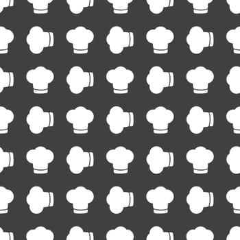 Chef cap web icon. flat design. Seamless gray pattern.