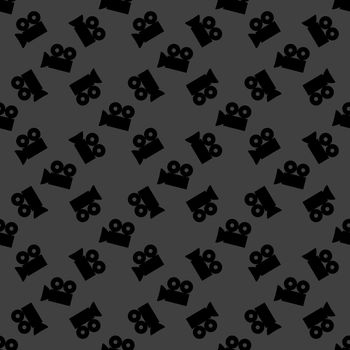 Video-camera web icon. flat design. Seamless gray pattern.
