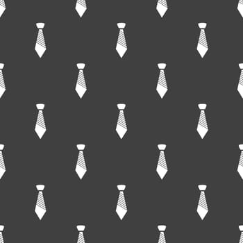 Hipster tie web icon.  flat design. Seamless gray pattern.