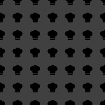 Chef cap web icon. flat design. Seamless gray pattern.