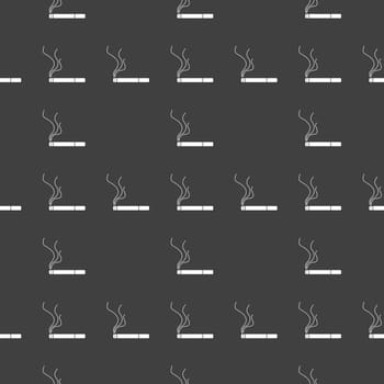 Smoking sign. cigarette flat design. Seamless gray pattern.