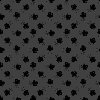 Videocamera web icon. flat design. Seamless gray pattern.