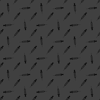 Syringe web icon. flat design. Seamless gray pattern.