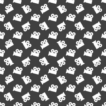 Video-camera web icon. flat design. Seamless gray pattern.