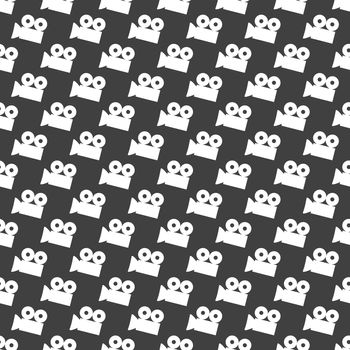 Video-camera web icon. flat design. Seamless gray pattern.