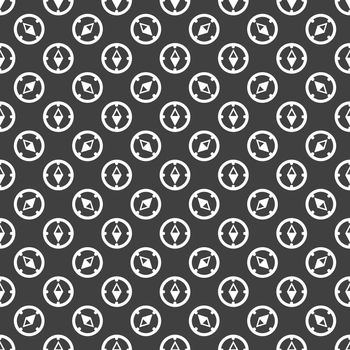 Compass web icon. flat design. Seamless gray pattern.