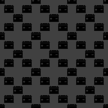 Car battery web icon. flat design. Seamless gray pattern.