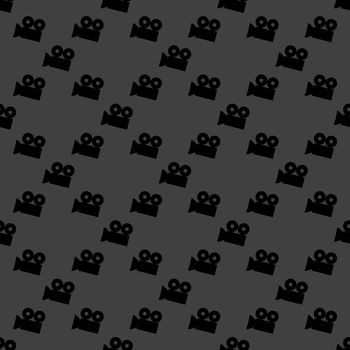 Video-camera web icon. flat design. Seamless gray pattern.
