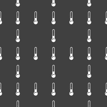 Thermometer. web icon. flat design. Seamless gray pattern.