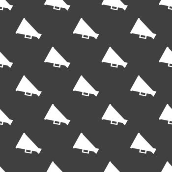 Megaphone, Loud-hailer web icon. flat design. Seamless gray pattern.