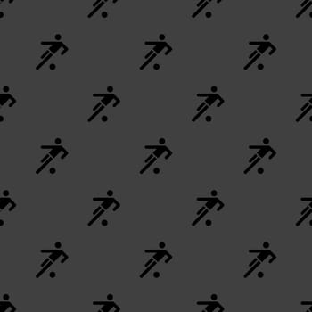football player web icon. flat design. Seamless gray pattern.